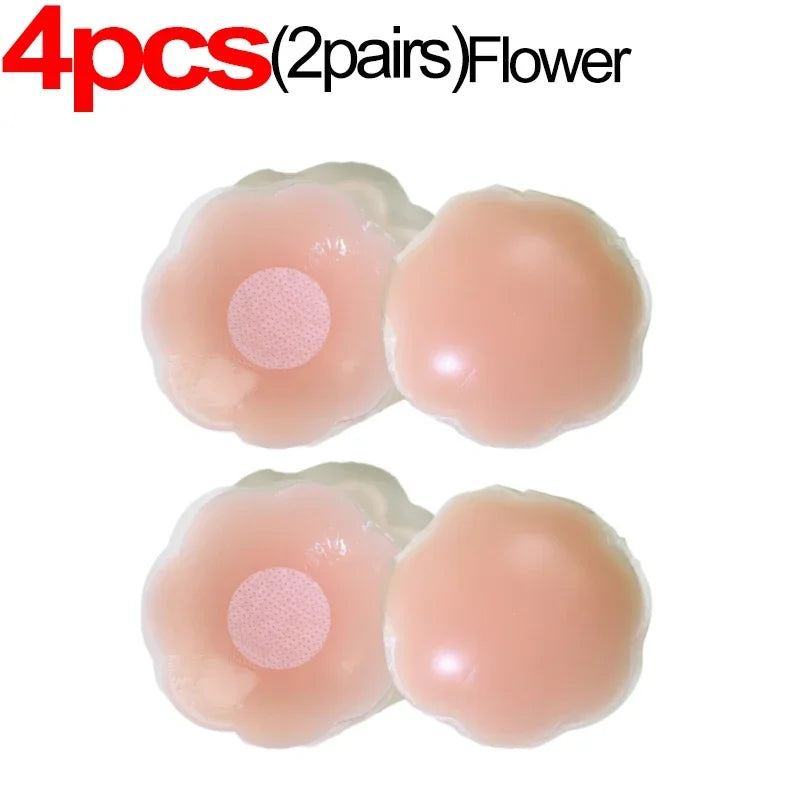 2/10pcs Invisible Nipple Cover Stickers Self-adhesive Chest Breast Petals Silicone Lift Up Paddings Reusable Women's Patch Bra