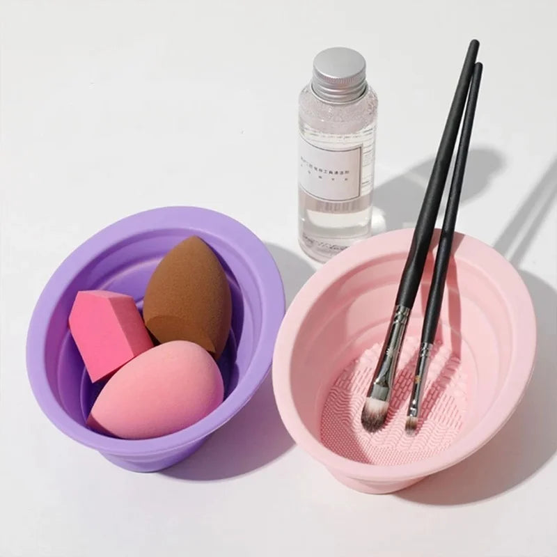 Silicone Makeup Brush Cleaner Bowl Foldable Clean Mat Cosmetic Foundation Eyeshadow Powder Brushes Cleaner Tools Makeup Supplies