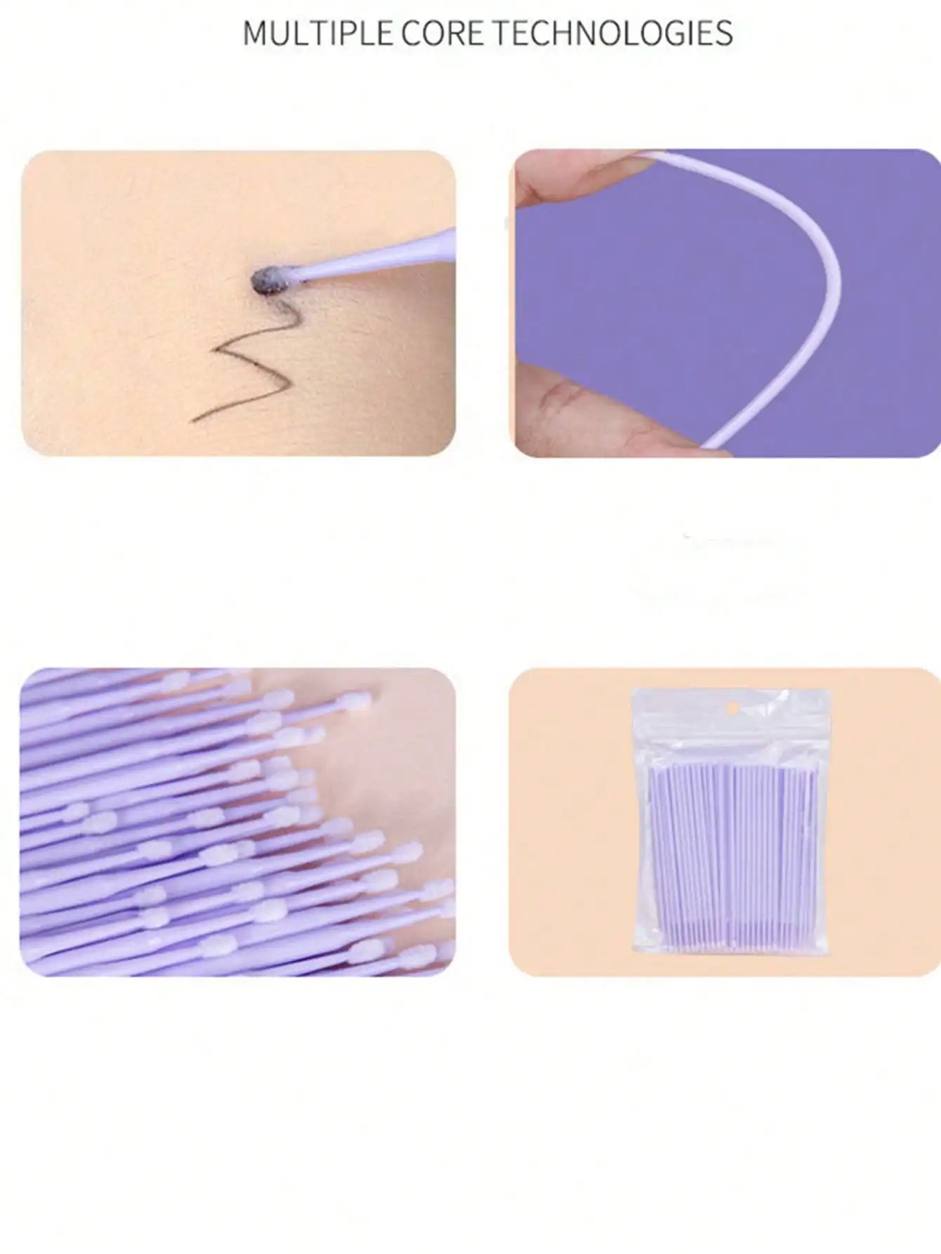 50/100pcs Nano Cleaning Swabs, Ultra Fine Makeup Remover Sticks For Eye Makeup, Contouring, Eyeliner, Lips And Skin Cleansing