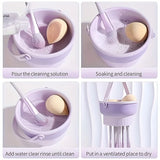 3-In-1 Silicone Makeup Brush Cleaner Mat & Drying Rack - Cosmetic Brush Cleaning & Air Dry Tool, Beauty Tool Organizer Kit