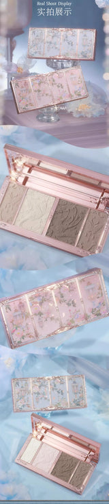 Flower Knows Makeup Butterfly Cloud Collar Collection Embossed Highlight&Contour Palette Face Powder Iluminador Contouring Kit