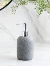 5Pcs athroom Accessories set  Lotion Dispenser Toothbrush Holder Tray Tumbler Cup Soap Dish Beige and Grey