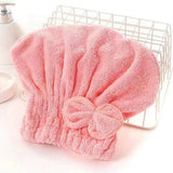 1Pc Microfiber Hair Drying Towels Head Wrap with Bow-Knot Shower Cap Hair Turban HairWrap Bath Cap for Curly Long Wet Hair Gift