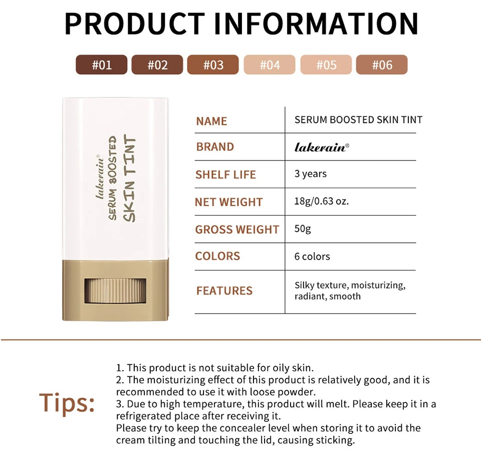 Tinted Moisturizer Balm Foundation Stick Lightweight Hydrating Sheer Coverage Natural Radiant Glow Portable Daily Face Makeup Cosmetic