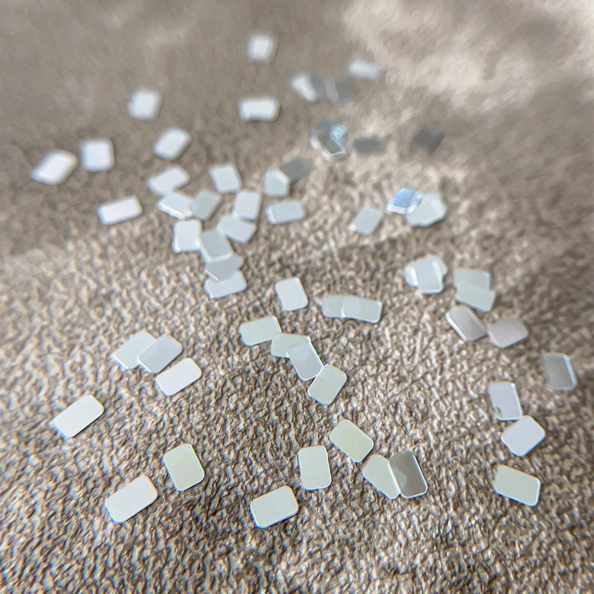 Square silver glitter nail accessories boxed, simple and sparkling, light luxury style , nail decorations