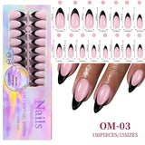 150Pcs/Box Acrylic Press on Nails Full Cover Fake False Tips Soft Gel Extension T-shaped Oval Capsule Almond Sculpted Salon DIY