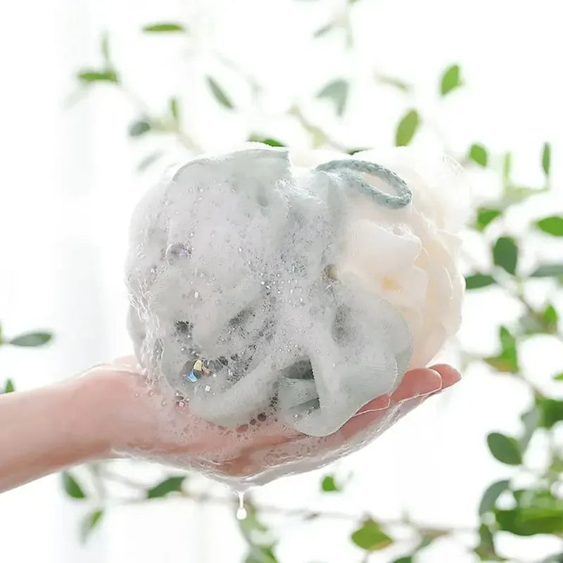 Soft Shower Mesh Foaming Sponge Exfoliating Body Scrub Back Brush Bath Bubble Ball Skin Care Accessory for Gentle Cleaning