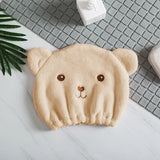 Super Absorbent Hair Drying Bath Towel Cap Cute Cartoon Bear Microfibre Soft Dry Hair Wrap Bathroom Accessories Bonnets