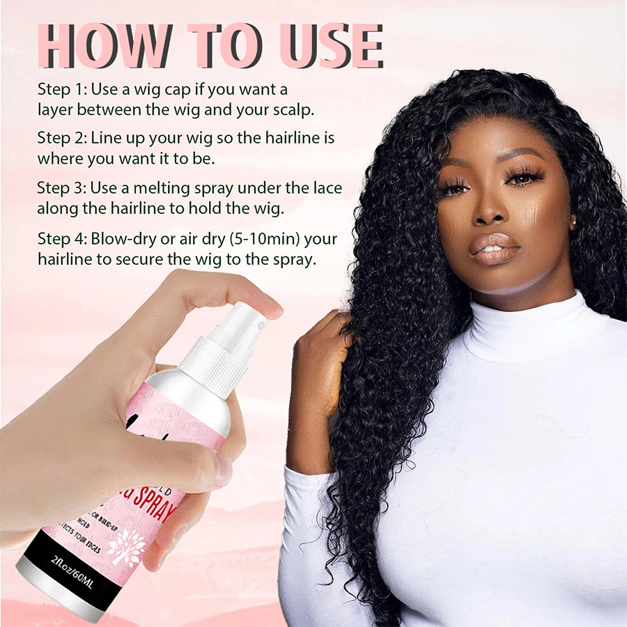 LOCKMIO 60ml Melting Spray Long Lasting Fast Drying Secure Hold Invisible Safety Ingredients Protect Scalp Skin Wig  Lace Front