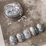 Square silver glitter nail accessories boxed, simple and sparkling, light luxury style , nail decorations