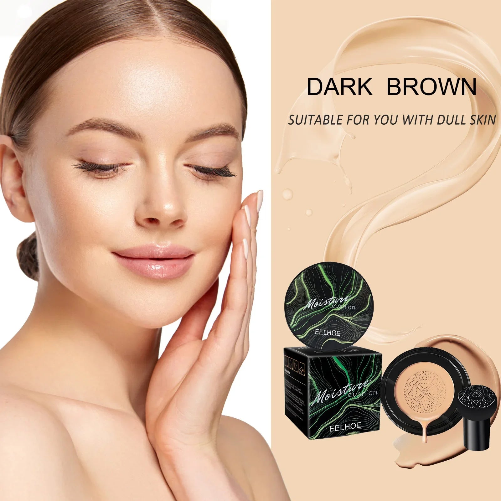 Instant Blur Mushroom Head Air Cushion BB Cream Foundation Full Coverage Matte Face Makeup Long Lasting Moisturizing Skin Tint