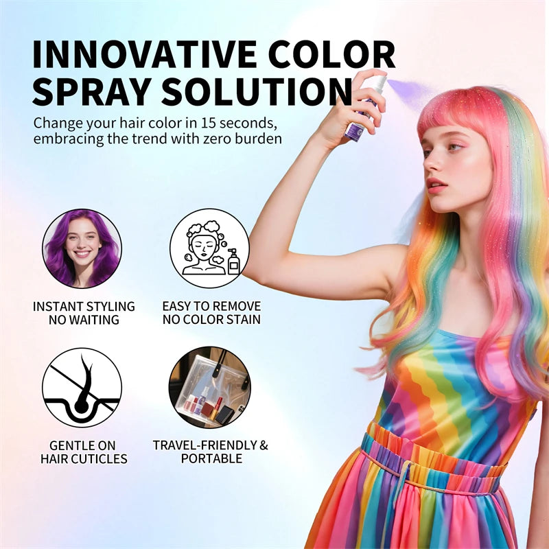 Hair Color Spray Long Lasting Hair Dye Spray Instant Hair Salon Multi Color Hair Colour Cream for Festive Party Socccer Fan Gift