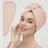 Solid Color Hair Towel Textured Dry Hair Cap 9.8' X 25.5' Absorbent Hair Towel Wrap for Button-Down Women