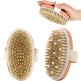 Skin Body Brush Natural Pig Bristles Dry Skin Exfoliating Body Massage Cleaning SPA Tool For Cellulite Lymphatic Drainag