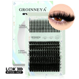 GROINNEYA Lash Clusters Kit Spikes Lash Individuals Eyelash Clusters D-Curly Lash Clusters Kit with Bond and Seal Makeup