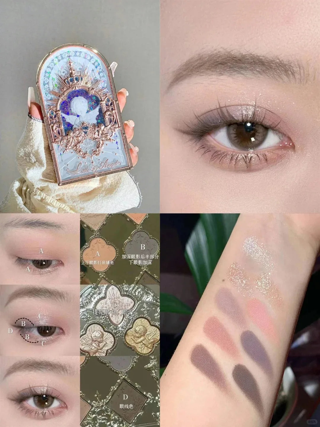 Flower Knows Swan Ballet 6 Color Eyeshadow Palette Matte Shimmer Pearl Glitter Waterproof Highly Pigmented Long Lasting Makeup
