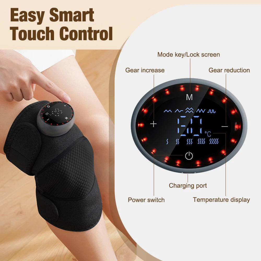 Rechargeable Knee Massager 3 Gear Vibration Massage Adjustable Shoulder Brace Electric Heating Pads Leg Knee Warmer