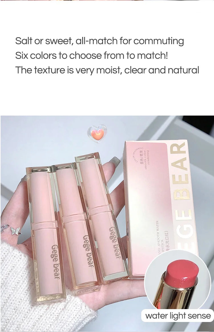 Silky Glossy Lipstick Gege Bear Pump Lips Moisture Water Bomb Comfortable Ultra Sheen Non-Stick Cup Lip Balm