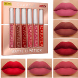 CAKAILA 6-Color Lip Gloss Lipstick Set Liquid Matte Velvet Matte Women's Makeup Long-lasting Waterproof Non-stick Cup Non-fade