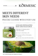 KORMESIC Avocado Facial Scrub Body Cream Lotion Moisturizing Deep Anti Wrinkle Gentle Tender Exfoliation Skin Care