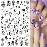 Adhesive stickers with European and American style cross snake black and white wave dot hot silver line letter nail stickers
