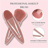 1 Set Chic Pink Makeup Brush Set - Mirror Compact, 5pcs Soft Bristles Versatile for Blush Eye Foundation