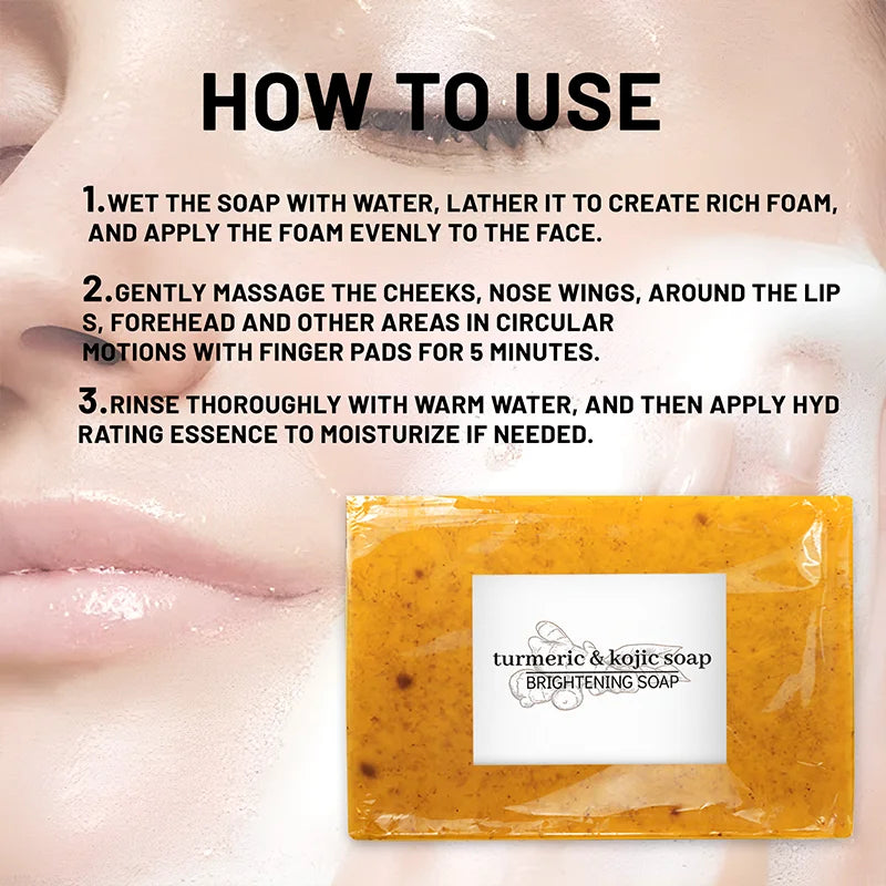 100g Turmeric & Kojic Acid Soap Whitening For Dark Spots Deep Moisturizing, Oil Control & Hydrating Body Wash with Ginger
