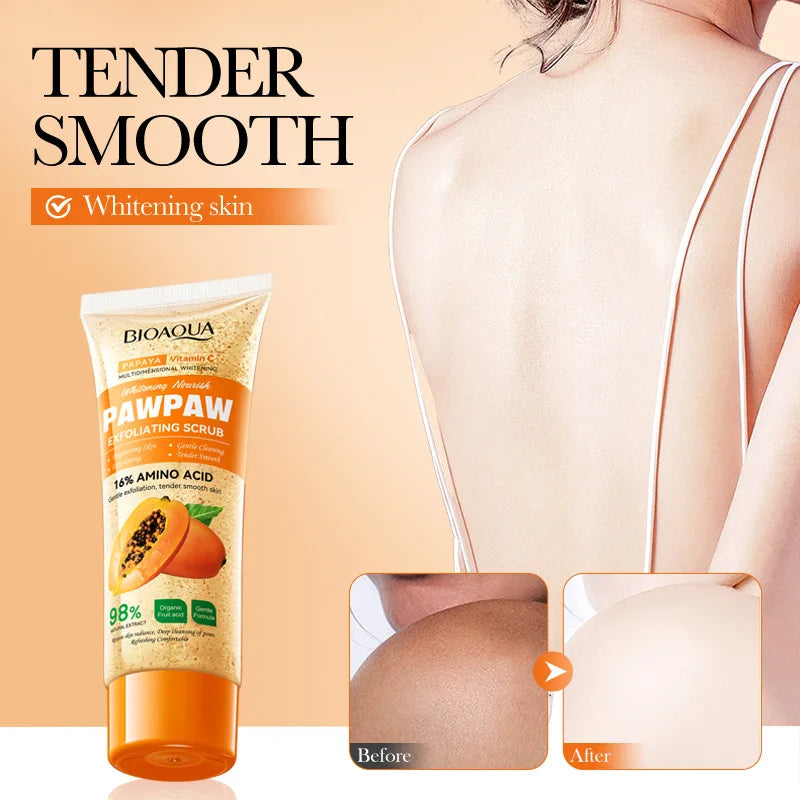 100g Papaya Vitamin C Exfoliating Scrub Cream, Hypoallergenic, Moisturizing, Exfoliation, Scented with Papaya, Deep Cleansing