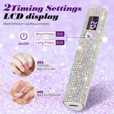Mini Handheld UV LED Nail Lamp With Diamonds Portable Nail Dryer For Curing Gel Polish With Display Manicure Machine