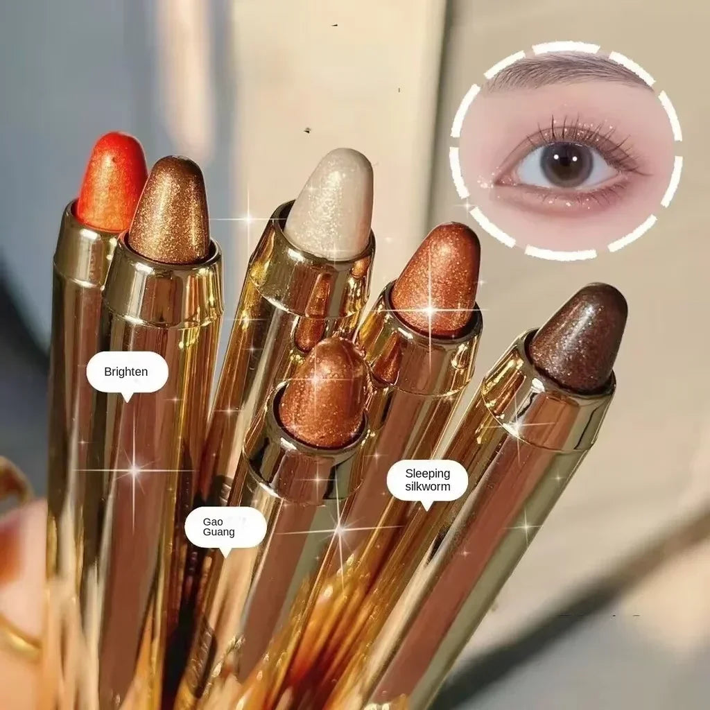 6 Colors Double-Ended Eyeshadow Stick – Waterproof, Long-Lasting, Matte & Glitter, Contour, Highlight, Certified, Unisex
