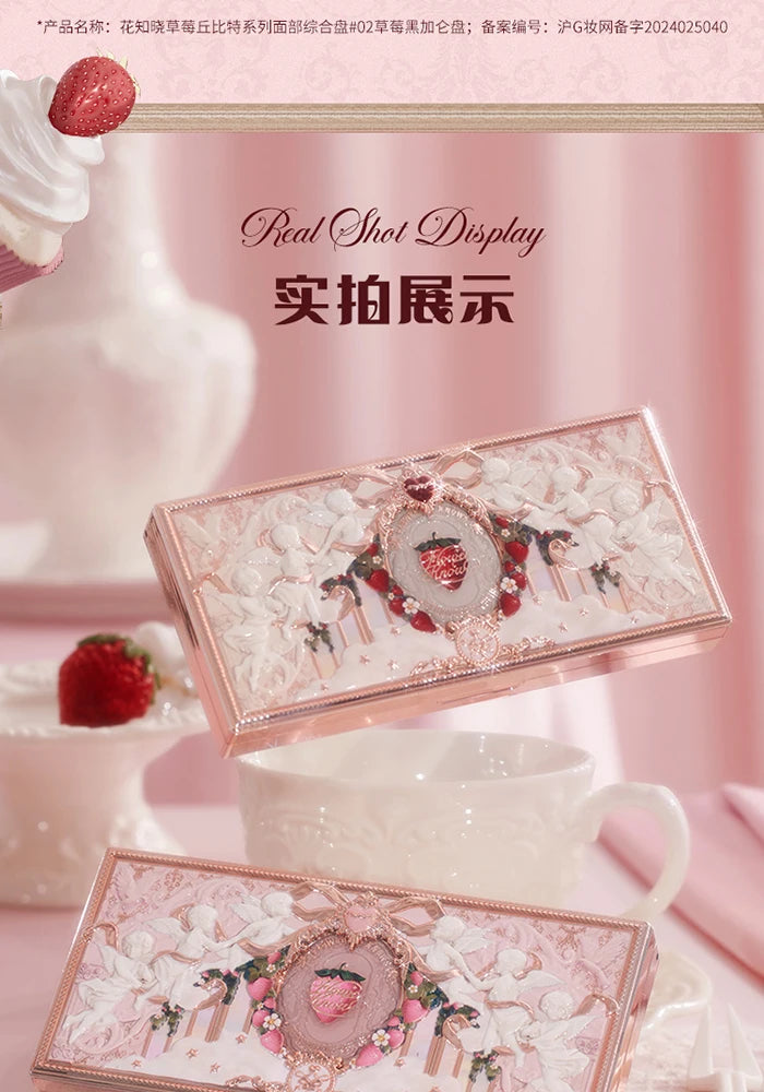 Flower knows Strawberry Cupid Collection Facial Complexion Palette Blush Eyeshadow Highlighter Flower Know Face Bronzer Palette