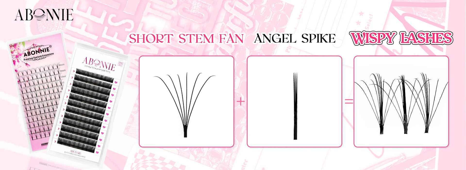 ABONNIE Premade Volume Fans Short Stem 3d/4d/5d/6d Russian  Eyelash Extension Mink Eyelash Extension All Size Lashes Tray