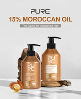 PURC Morocco Argan Oil Shampoo Conditioner Set Smoothing Nourishing Repair Damaged Frizz Hair Scalp Treatment Hair Care