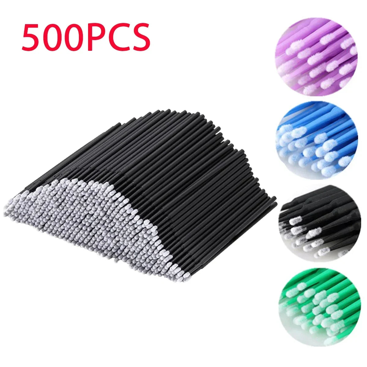 500/1000PCS Crystal Colorful Eyelash Cleaning Micro Brush Beauty Makeup Remover Tool Wholesaler