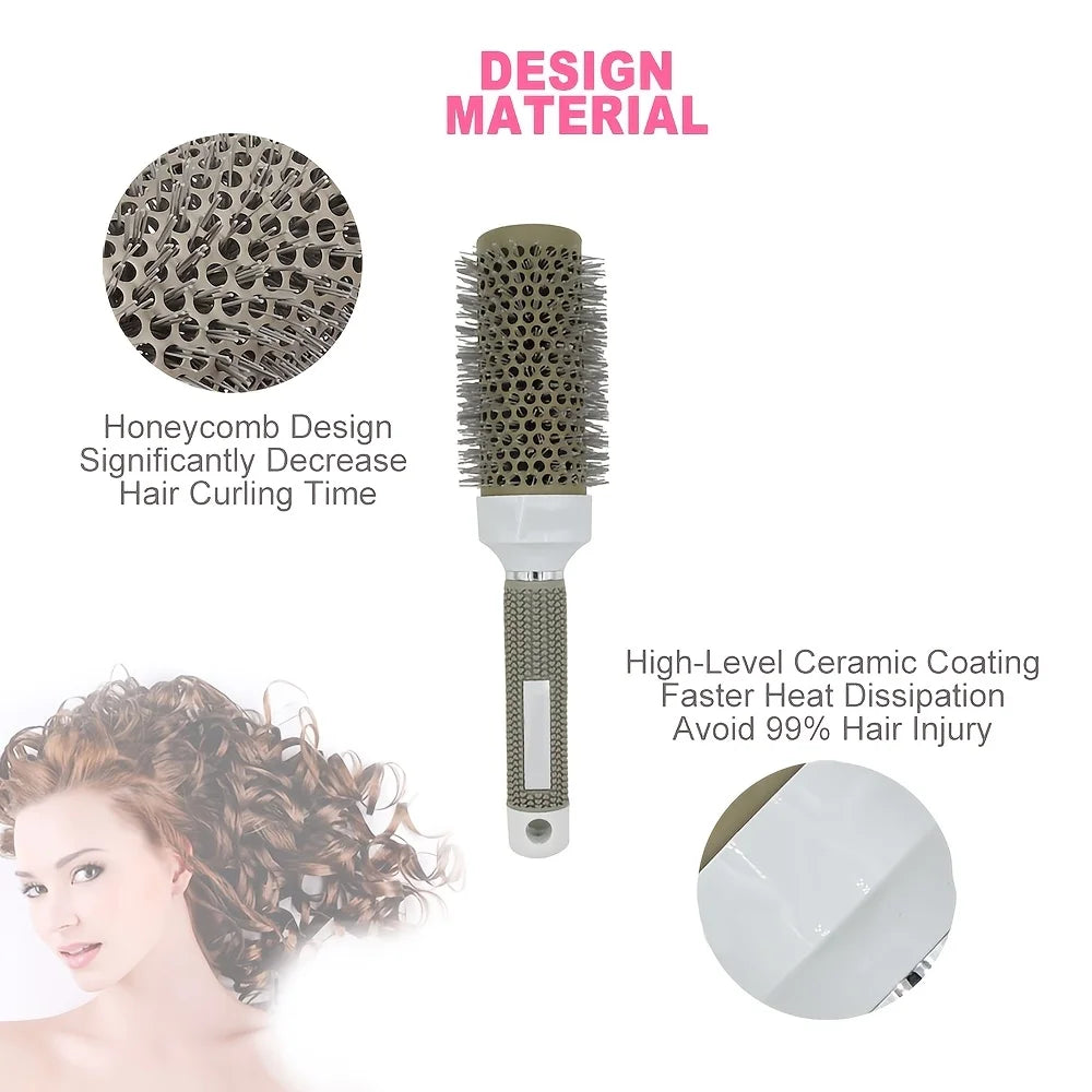 5 Sizes Round Hair Brush Set Curling Styling Brush Blow Dry Volume Comb for Long Short Thick Thin Hair Salon Home Use