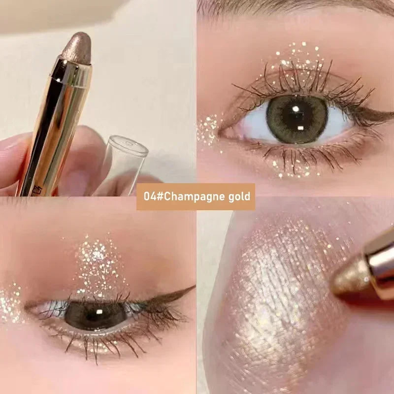 6 Colors Double-Ended Eyeshadow Stick – Waterproof, Long-Lasting, Matte & Glitter, Contour, Highlight, Certified, Unisex