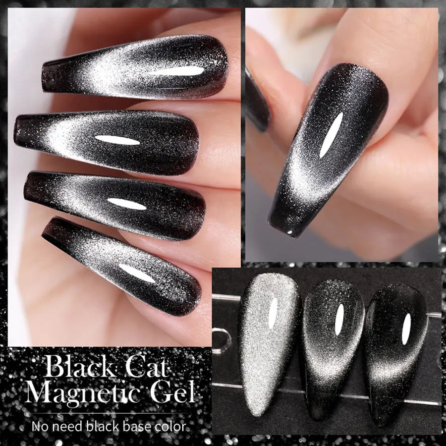 1pc 10ml Holographic Glitter Mirror Porcelain White Cat Eye Gel Polish Magnetic Galactic Effect Gel Nail Polish Soak Off UV LED