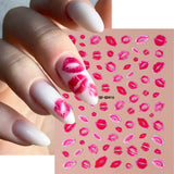 5D Embossed Sexy Red/Pink Lips Nail Stickers Self-Adhesive Blooming Red Lips Nail Decal Romantic Luxy Lady Lips Manicure Slider