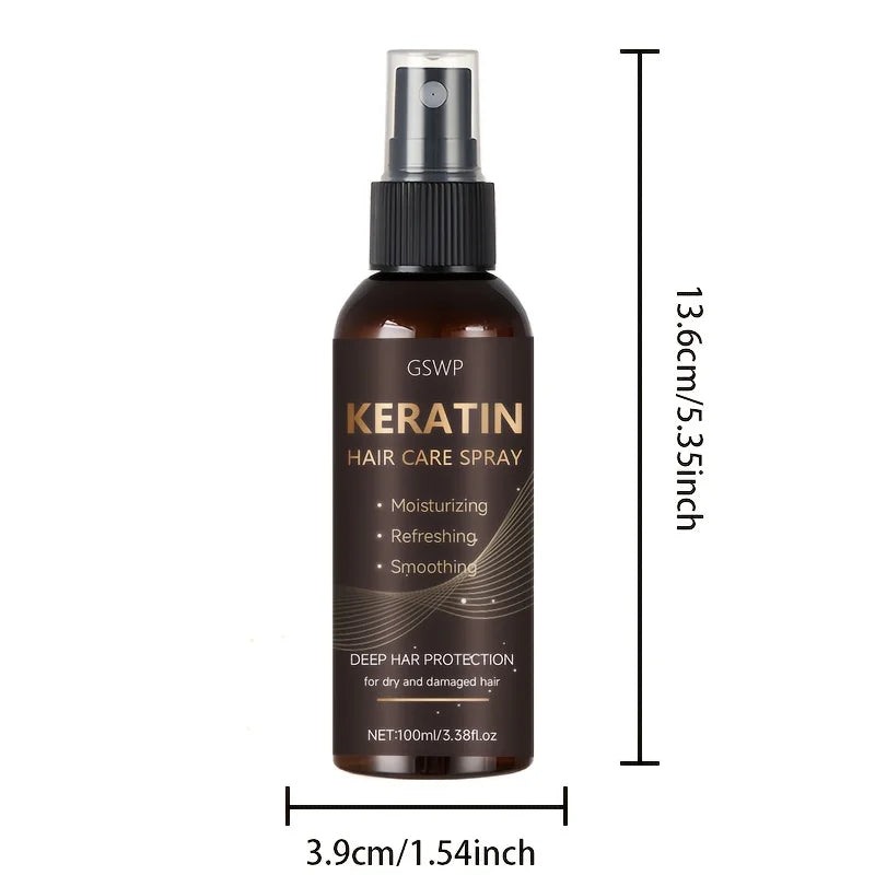 GSWP Keratin Hair Spray contains castor oil and argan oil, quickly absorbed, moisturize hair, leave it non-greasy.100ml