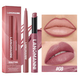 Integrated waterproof lipliner+lipstick lipstick lipstick set,no smudge,no fade,no cup,durable,easy to create a perfect makeup!