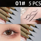 Waterproof liquid eyeliner 4 colors ultra fine tip long lasting Korean makeup easy for beginners black brown cold tea brown
