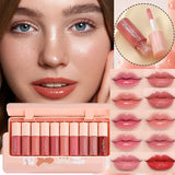 Set of 10 Shimmering Lip Glosses, Easy-To-Apply Lip Glaze, Non-Stick, Non-Fading, Moisturizing, Shiny Lip Gloss, Glass Lip Gloss with Fine Shimmer and Pearlescent Effect