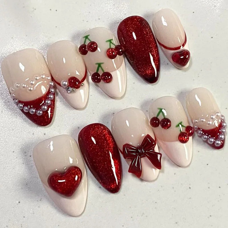 24 false nail pieces shipped randomly, Instagram-style false nails, wearable full-coverage almond-shaped press-on nails.