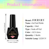 10ml Gel Nail Polish 162 Colors Nail Supplies Vernis Semi Permanent Nail Art Manicure Soak Off LED UV Gel Nail Varnishes Summer