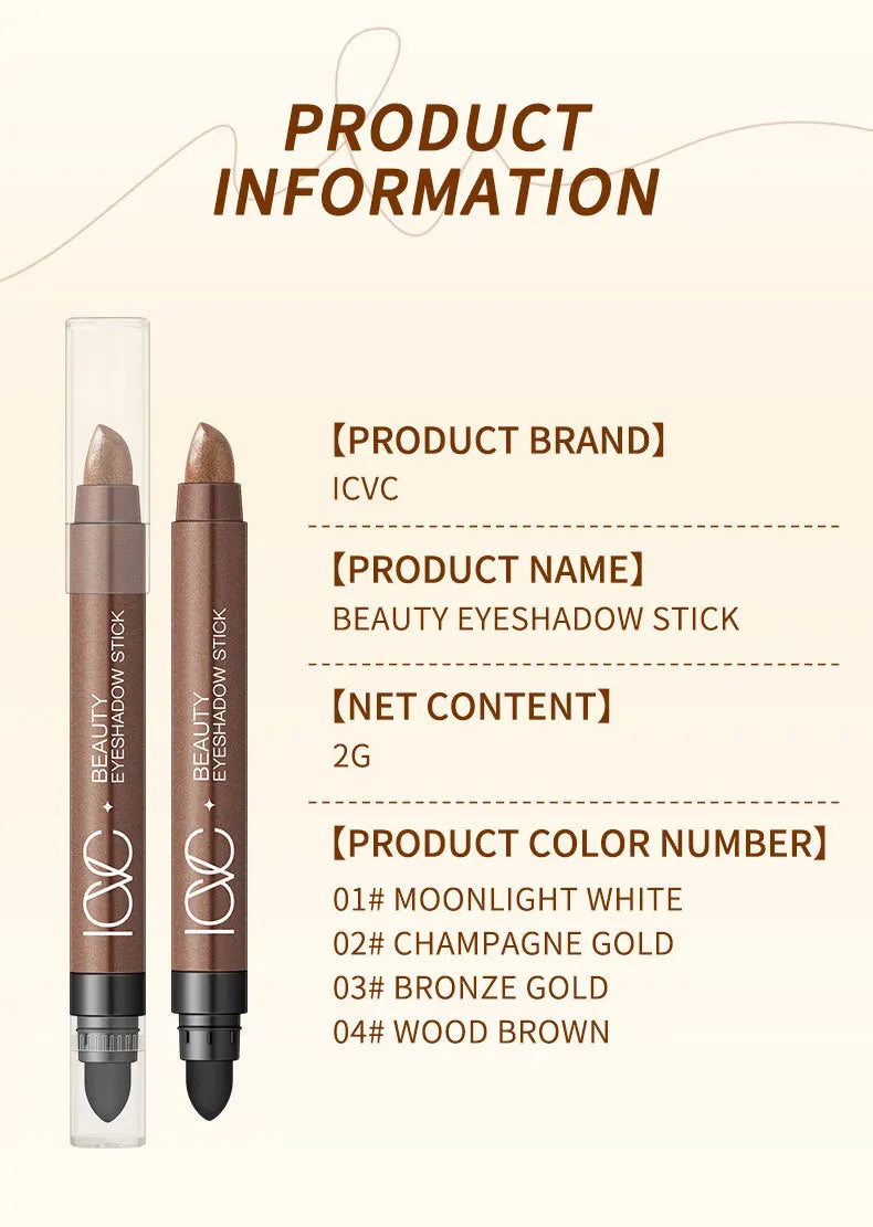 Double-ended Eyeshadow Pen Eyeliner Multiuse Shimmer Shadow Pearlescent Glitter Brightening Longlasting Waterproof Sweat-proof