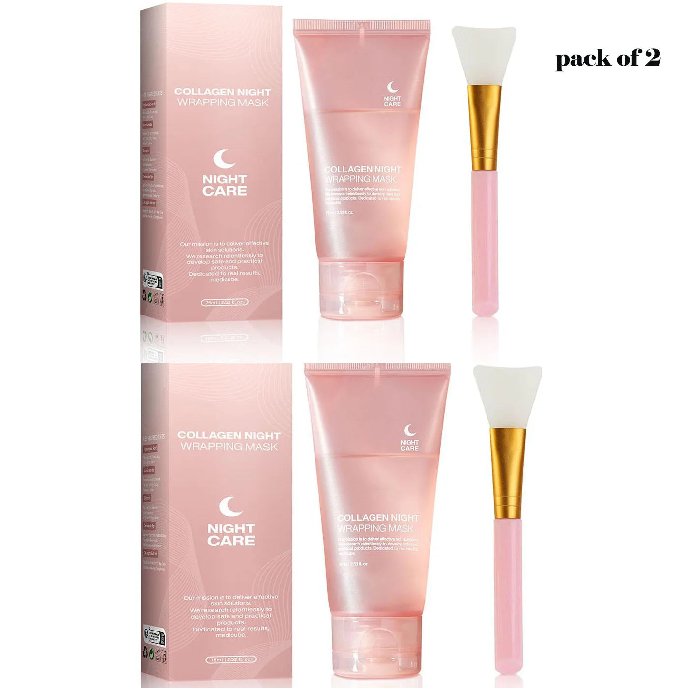 Hydrolyzed Collagen Overnight Facial Mask Wrapping Peel-Off Mask Hydrating Firming Mask for Elasticity Reduces Sagging Dullness