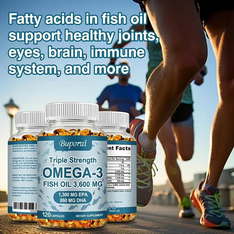 Omega 3 Fish Oil - Rich in EPA+DHA, Supports Joint, Brain and Eye Health, Enhances Immune Function, and  Antioxidant
