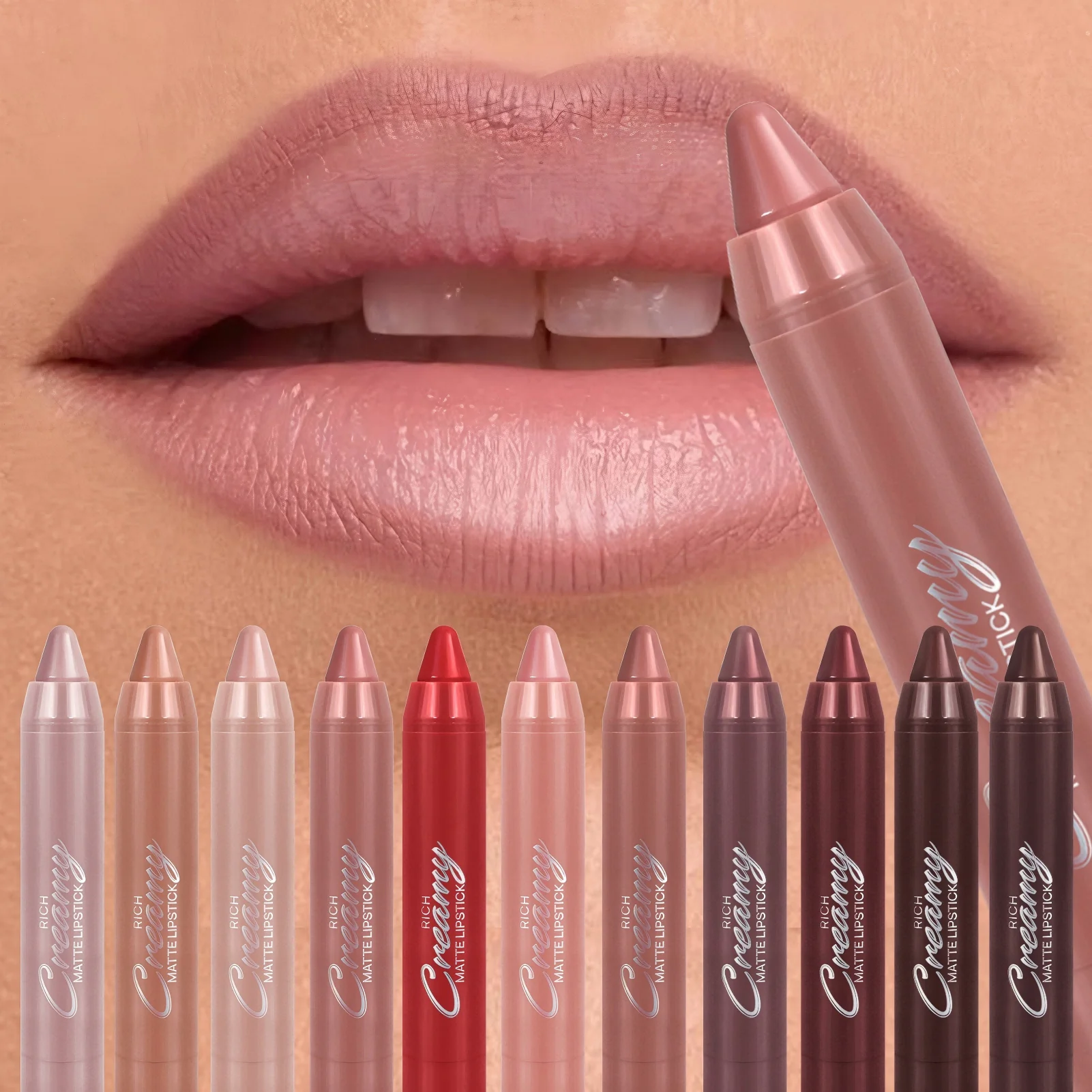Multiple Colors Matte Lip Liner, Use As Lip Liner and Lipstick, Easy To Accurately Apply, Waterproof Long-lasting Non-stick