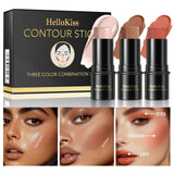 1 Set of 3 Contouring Sticks, Highlighter Stick, Blush Stick, 3-Piece Cream Contouring Set, Create Facial Contours, Non-Greasy
