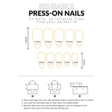 24Pcs Blue Almond Press on Nails with 3D Pearl Design Mid-length Oval False Nails Tips Bow Pattern Wearable Fake Nail for Women